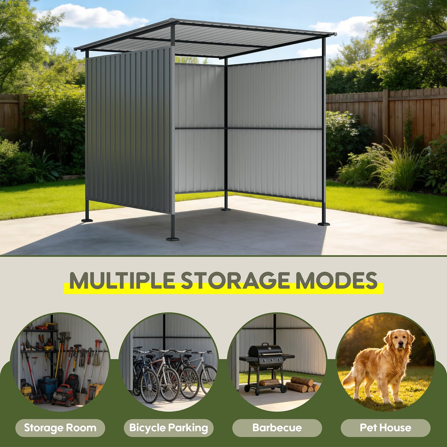 6x6ft Metal Pergola With Solid Hardtop Roof