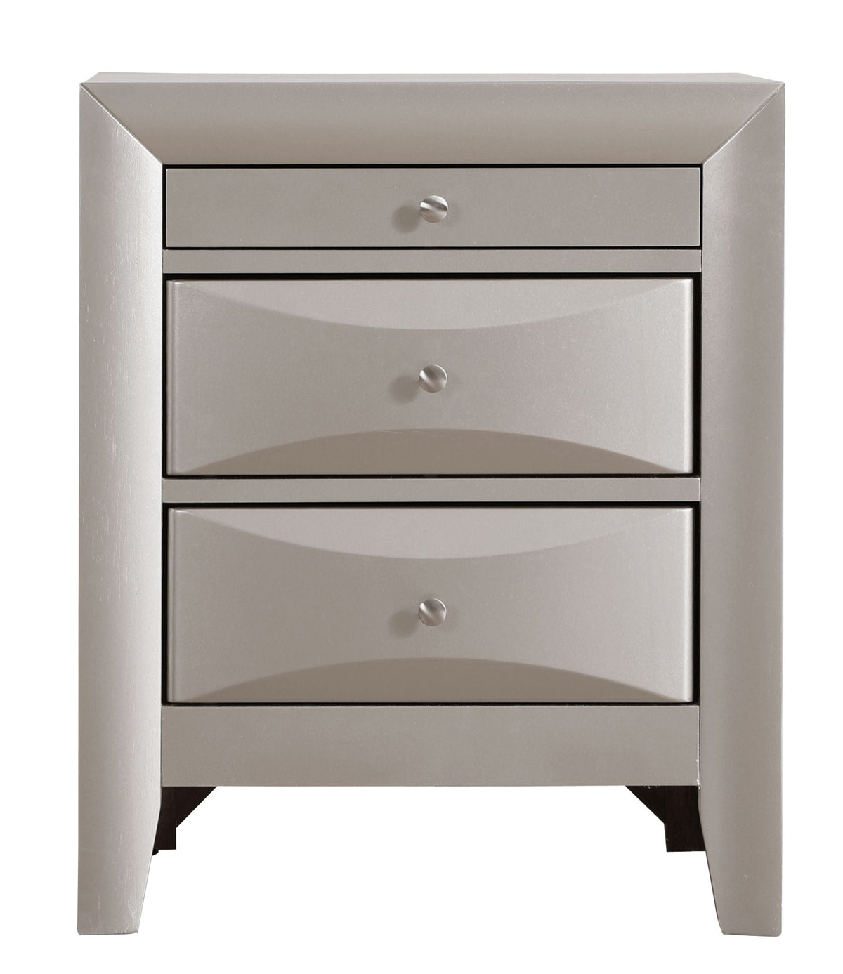HouseOfZazla modern design nightstand with molded resin & veneer in metallic gray, knobs on Tampa Home & Garden Store