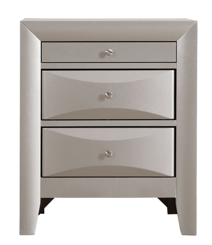 HouseOfZazla modern design nightstand with molded resin & veneer in metallic gray, knobs on Tampa Home & Garden Store