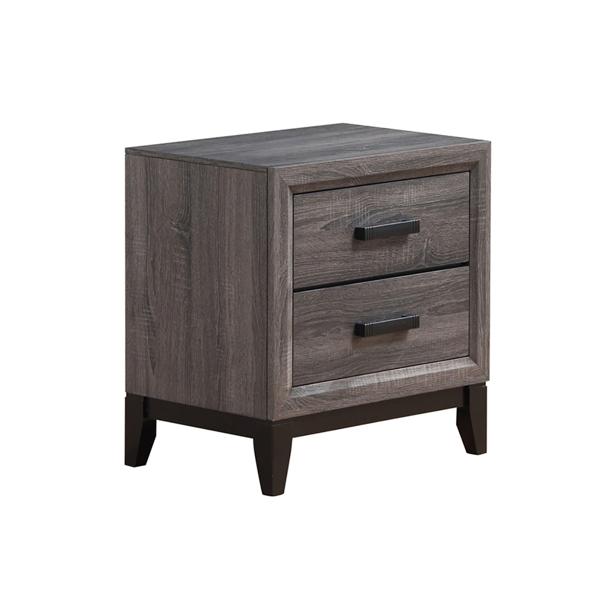 Mirage Nightstand with two drawers in dark gray woodgrain, black bar pulls by HouseOfZazla on Tampa Home & Garden Store