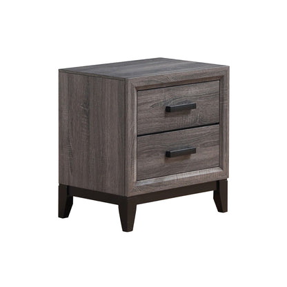 Mirage Nightstand with two drawers in dark gray woodgrain, black bar pulls by HouseOfZazla on Tampa Home & Garden Store