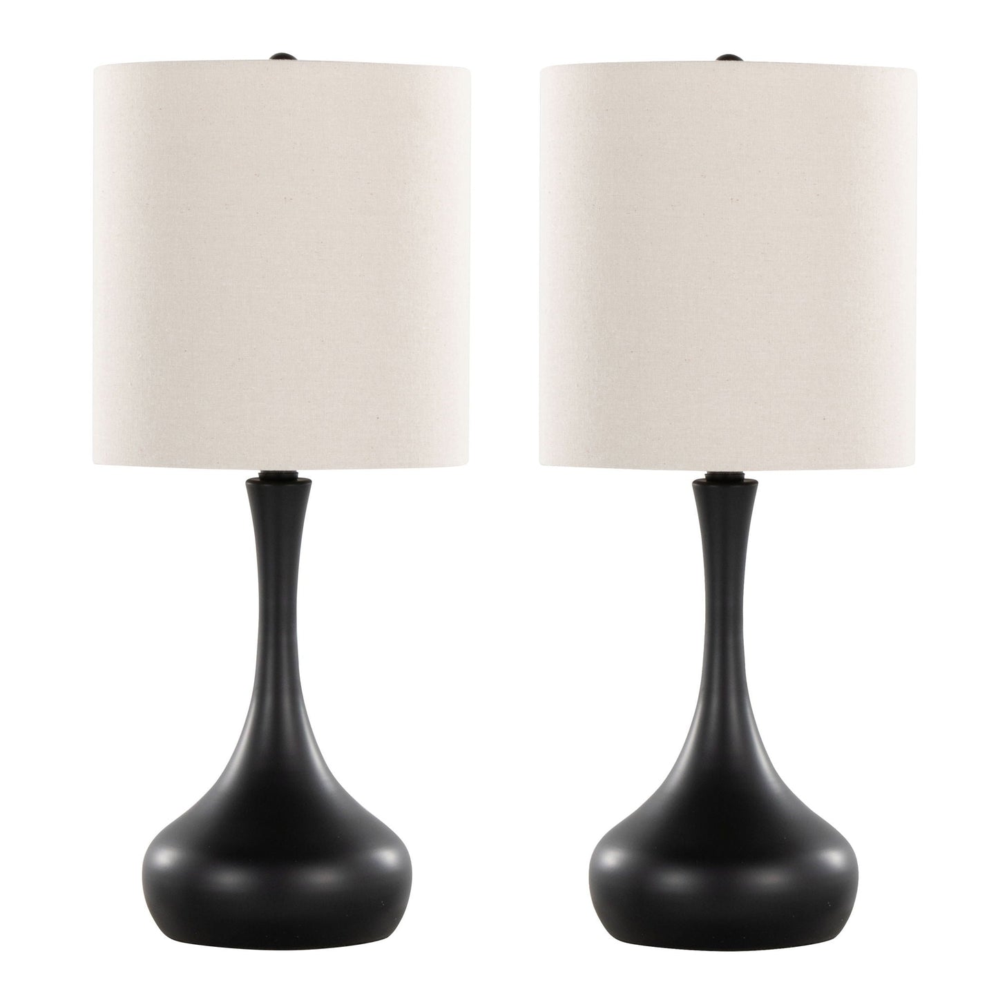 Genie Contemporary Table Lamp set of 2 with matte black bases and oatmeal shades on Tampa Home & Garden Store
