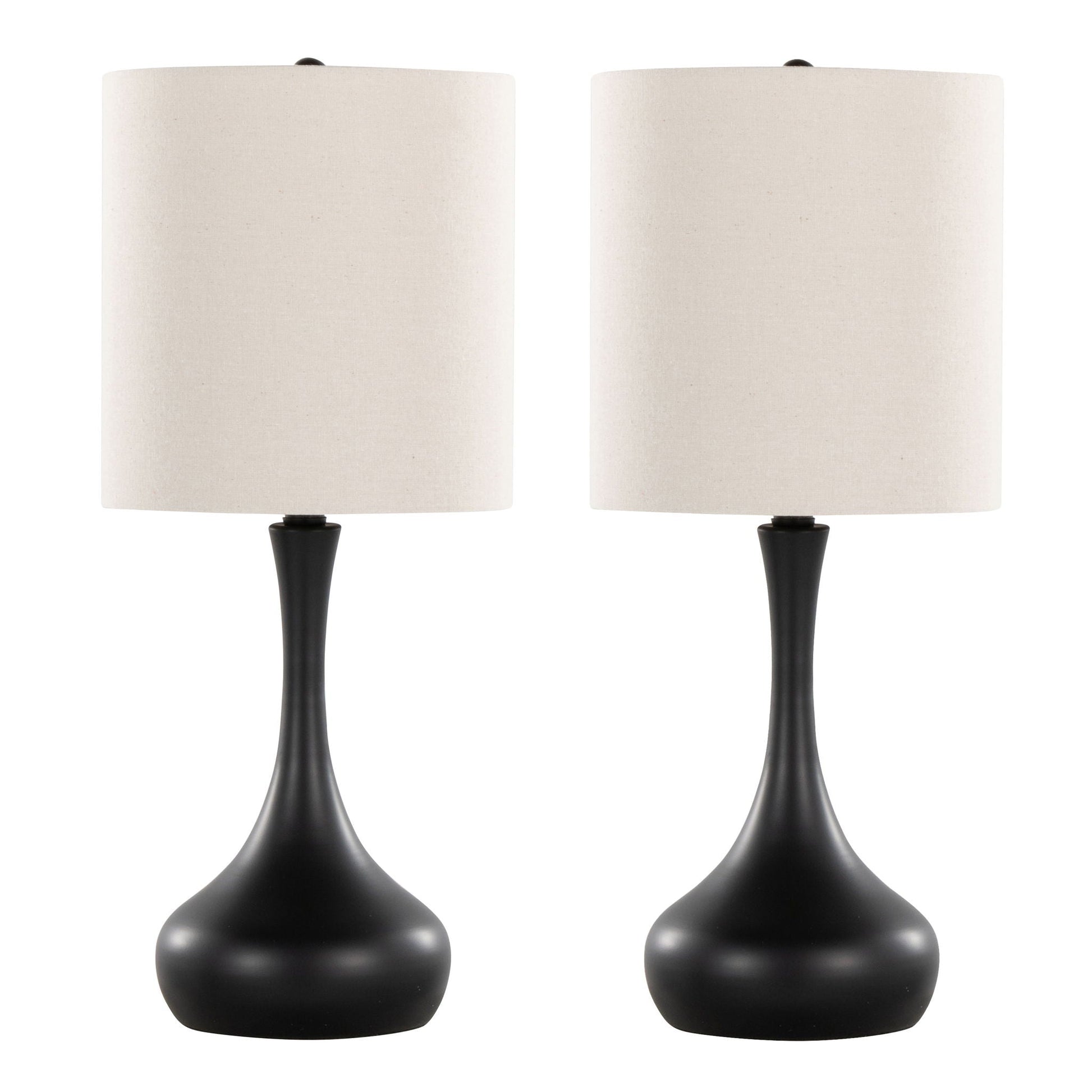 Genie Contemporary Table Lamp set of 2 with matte black bases and oatmeal shades on Tampa Home & Garden Store