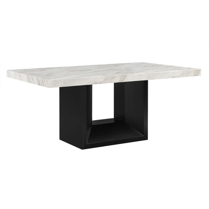 Sheena dining table with faux marble top in white/gray, black geometric legs on Tampa Home & Garden Store