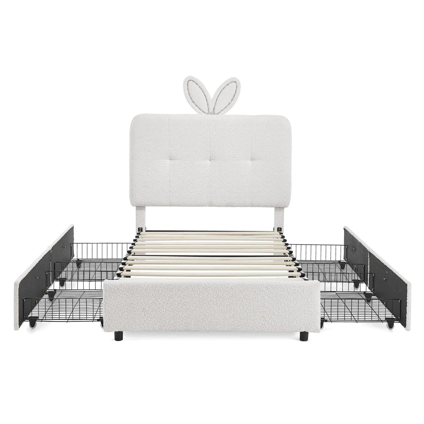 Upholstered Bed with Rabbit Ear Headboard and LED