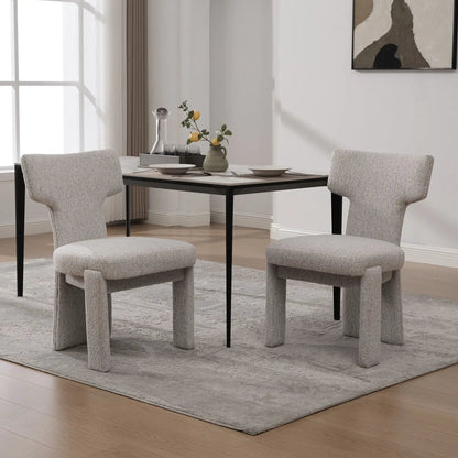 Armless curved-back chairs in gray fabric with black legs, 4 chairs, Unique Piece Furniture on Tampa Home & Garden Store