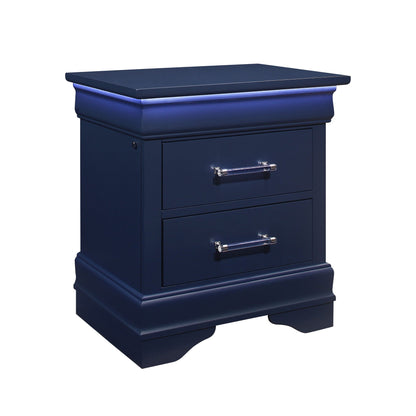 Charlston 5 Piece Bedroom Set navy blue dresser with chrome pulls HouseOfZazla on Tampa Home & Garden Store