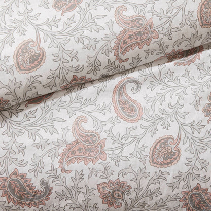 9 Piece Cotton Percale Comforter Set Blush by HouseOfZazla with blush paisley floral print on Tampa Home & Garden Store