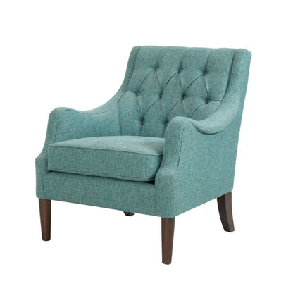 Button tufted teal accent chair with solid wood legs, HouseOfZazla arm chair on Tampa Home & Garden Store