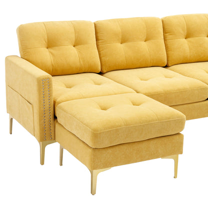 Modern Convertible Sectional Sofa and Ottoman