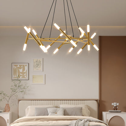 41' Golden Modern Chandelier light fixture with branch design, brass rods, contemporary lighting on Tampa Home & Garden Store