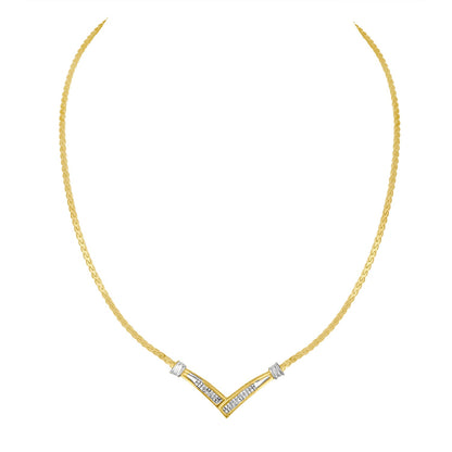 10K yellow and white gold V-shaped 1/2 Cttw princess-cut diamonds channel-set necklace on Tampa Home & Garden Store