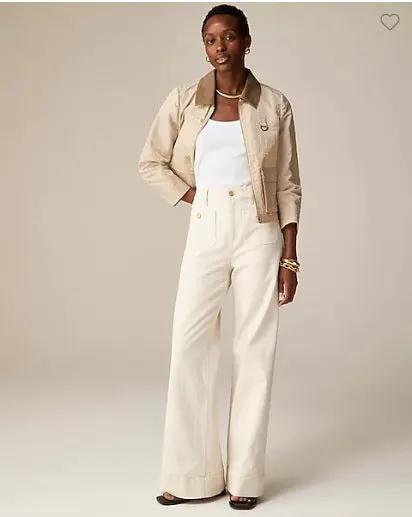 Loose Leisure Washed-out Button Slightly Flared Jeans in cream denim by FLIPSTYLEZLLC on Tampa Home & Garden Store