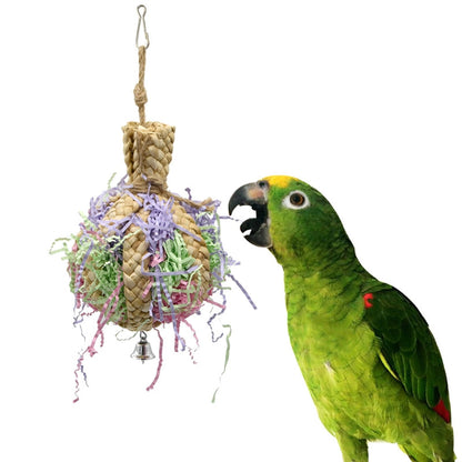 Drawing Straw Rope Toy Parrot Paper hanging bird toy with straw rope and shredded paper on Tampa Home & Garden Store