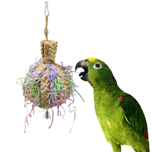 Drawing Straw Rope Toy Parrot Paper hanging bird toy with straw rope and shredded paper on Tampa Home & Garden Store