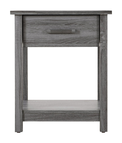 Accent nightstand by HouseOfZazla, gray wood finish with single drawer and roller glides on Tampa Home & Garden Store