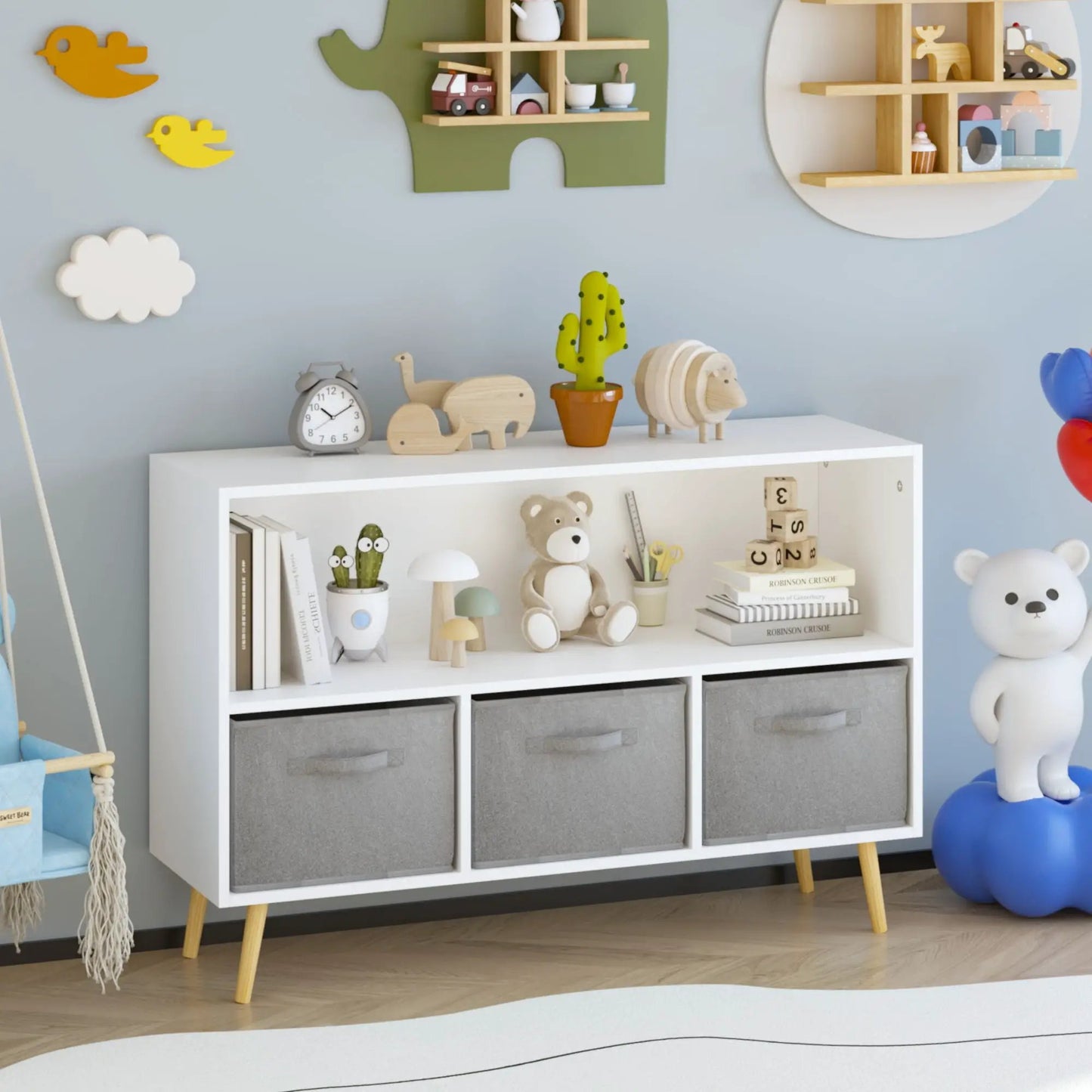 Bookcase with Collapsible Drawers Book Display