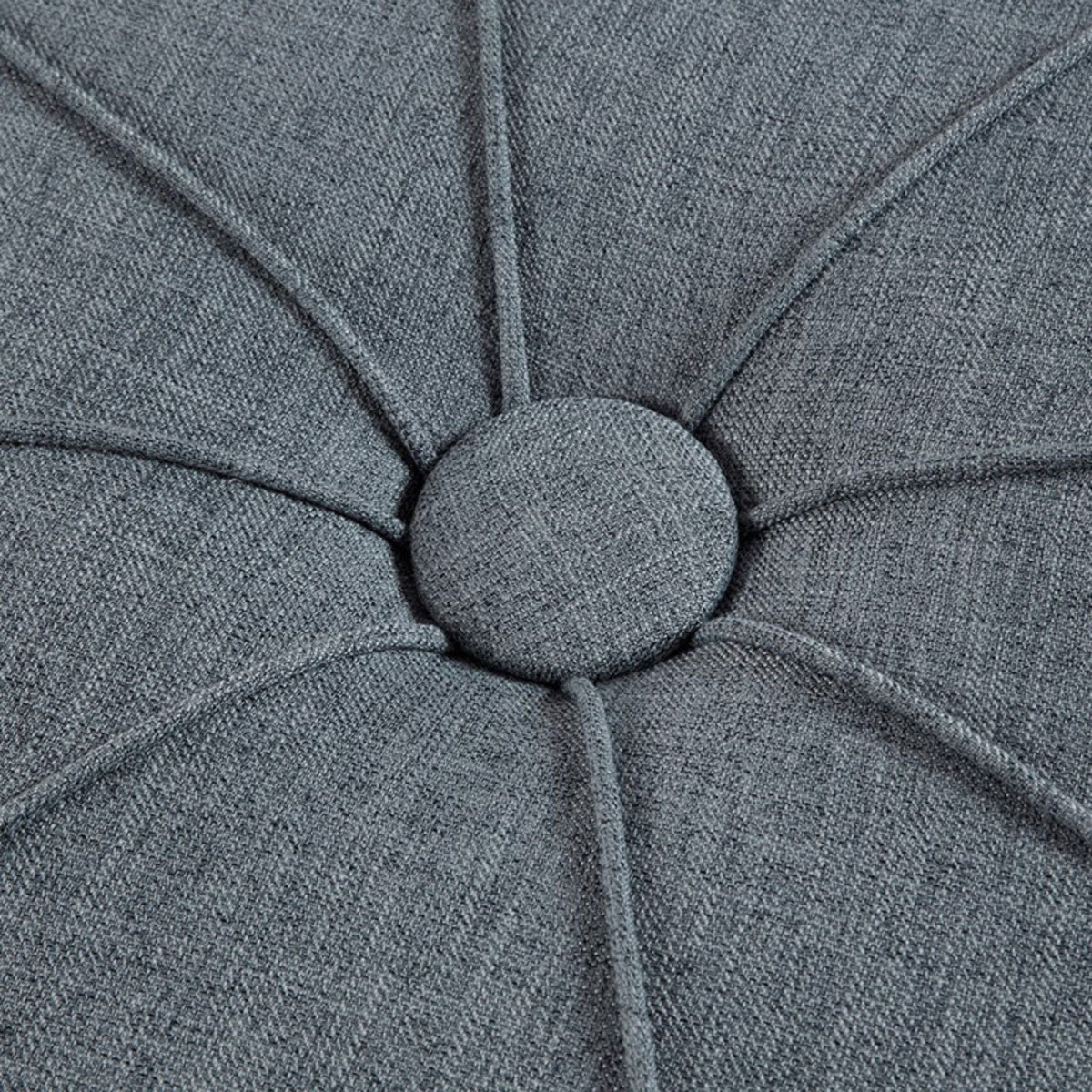 Large cocktail ottoman in gray textured fabric with center button tufting on Tampa Home & Garden Store