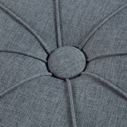 Large cocktail ottoman in gray textured fabric with center button tufting on Tampa Home & Garden Store