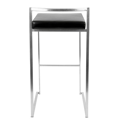 Contemporary stackable barstool with padded black seat and chrome frame on Tampa Home & Garden Store
