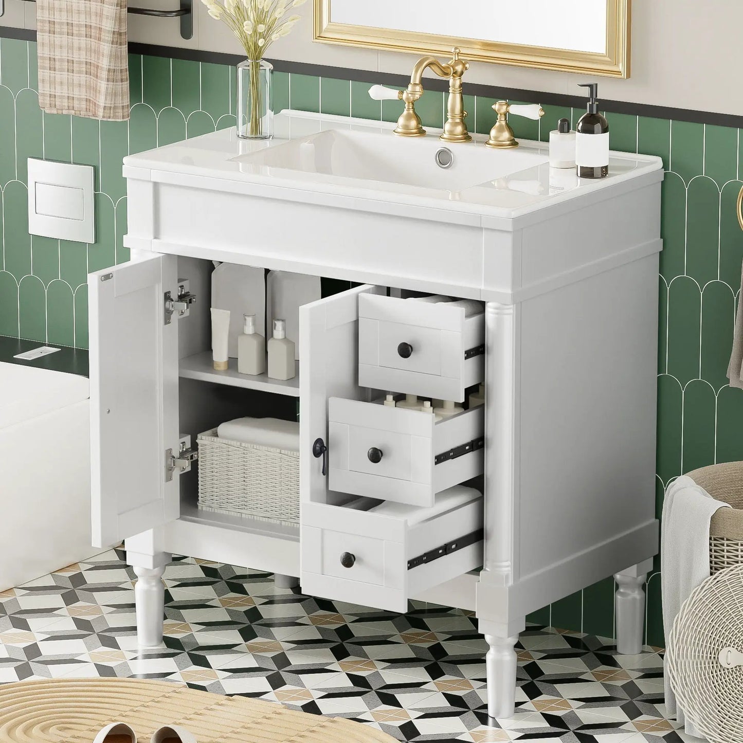 Bathroom Vanity With Ceramic Sink and Soft Close