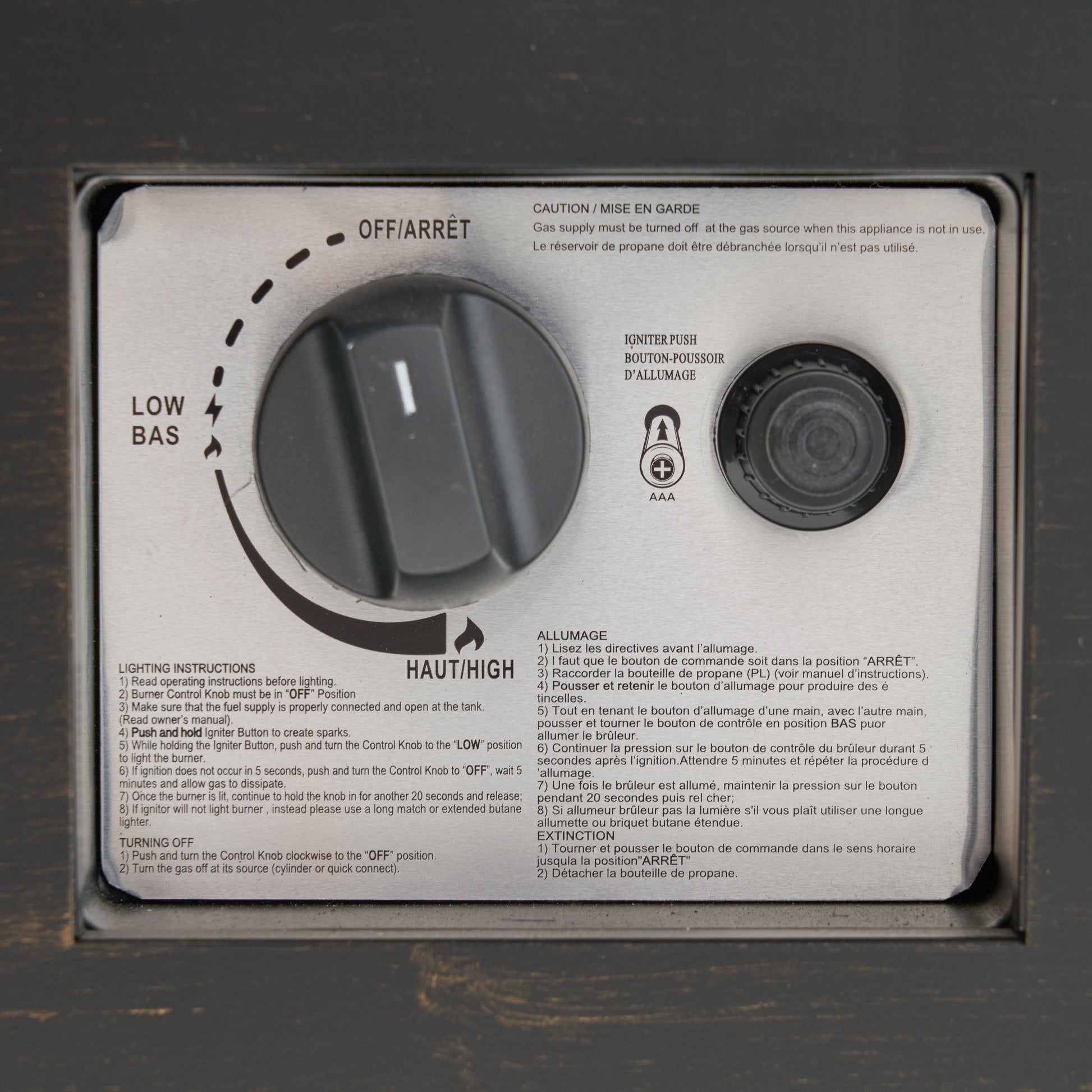 Modern Dark Grey 40' Outdoor Iron Propane Fire Pit control panel with ignition knob HouseOfZazla on Tampa Home & Garden Store