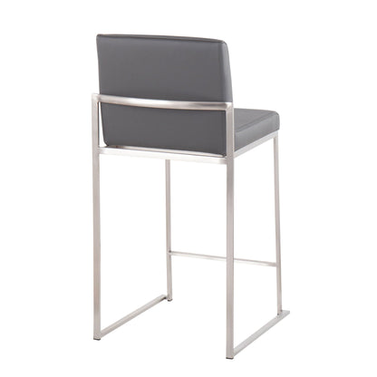 Contemporary high back counter stool HouseOfZazla in grey padded backrest with metal frame on Tampa Home & Garden Store