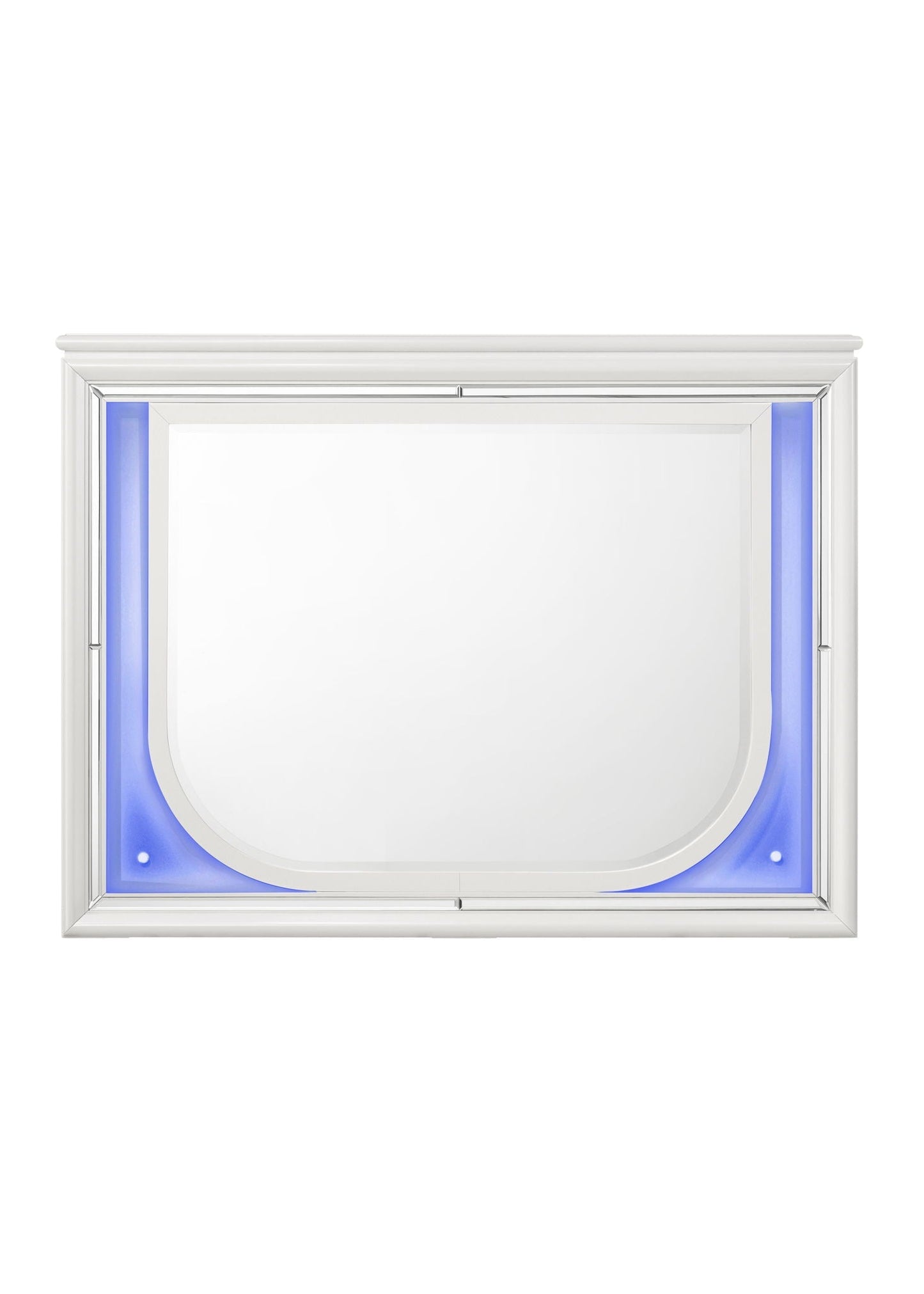 Tarian Mirror With LED, white frame with blue LED accent lighting, HouseOfZazla on Tampa Home & Garden Store