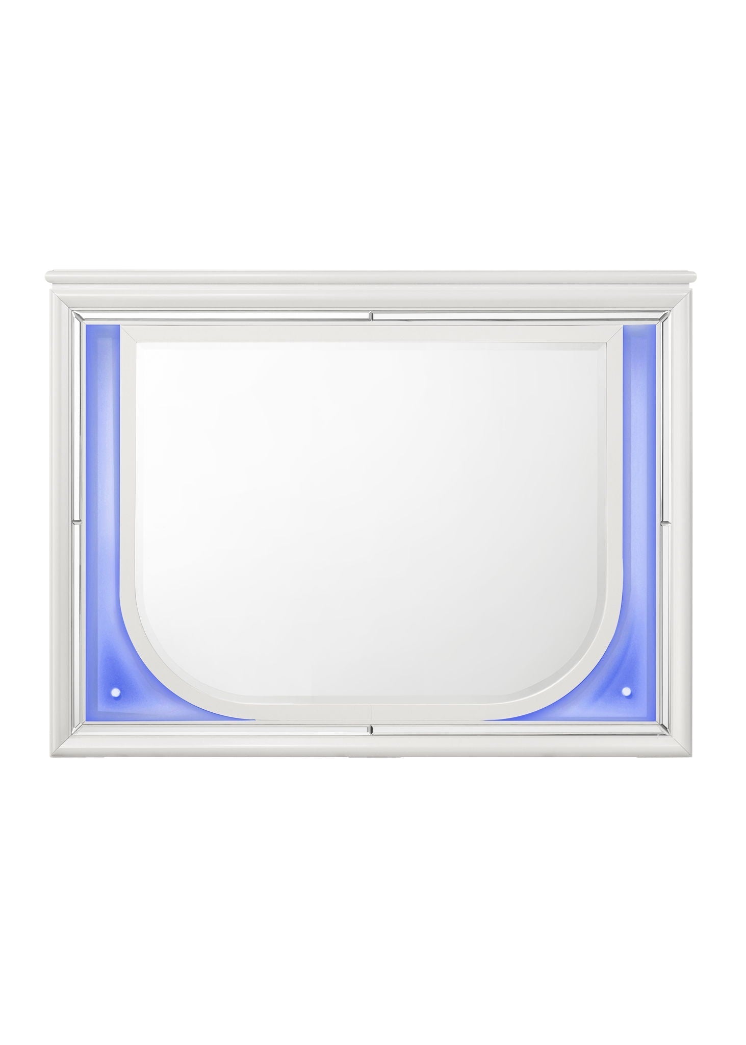 Tarian Mirror With LED, white frame with blue LED accent lighting, HouseOfZazla on Tampa Home & Garden Store