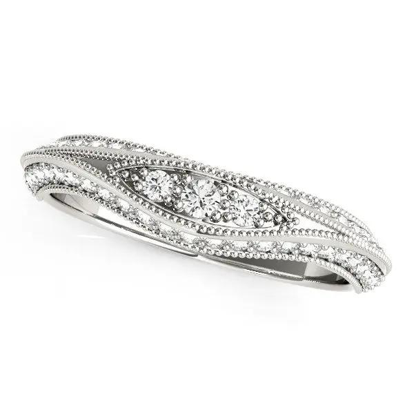 14k white gold curved antique style diamond wedding ring 1/3 cttw by Bids.com on Tampa Home & Garden Store