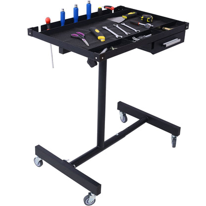 Adjustable tear-down work table with drawer, metal frame and perforated top on casters on Tampa Home & Garden Store