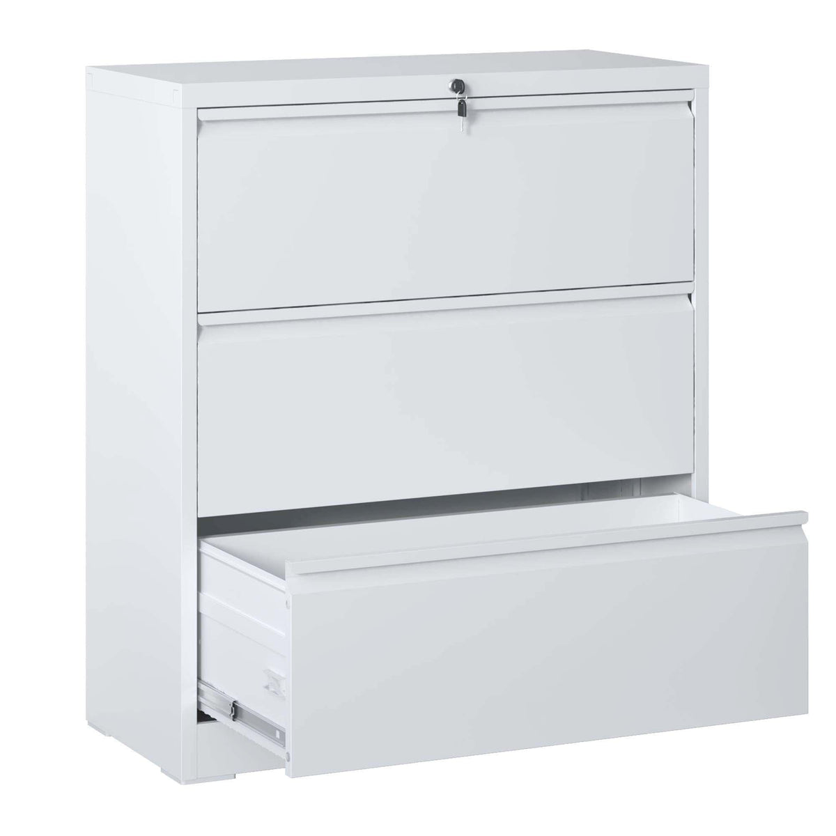 Premium drawer metal lateral file cabinet with lock in white by HouseOfZazla on Tampa Home & Garden Store