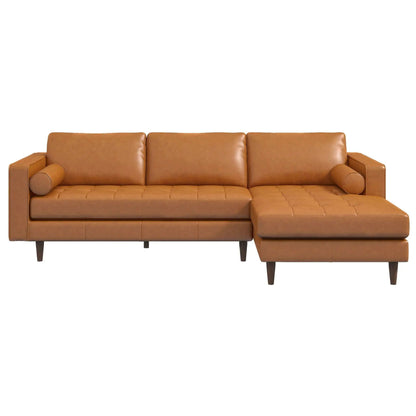 Anthony Corner Sectional Sofa tan leather, stationary L-shaped sofa by Unique Piece Furniture on Tampa Home & Garden Store