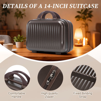 Luggage set 14-20in ABS spinner wheels in charcoal brown with cosmetic case by HouseOfZazla on Tampa Home & Garden Store