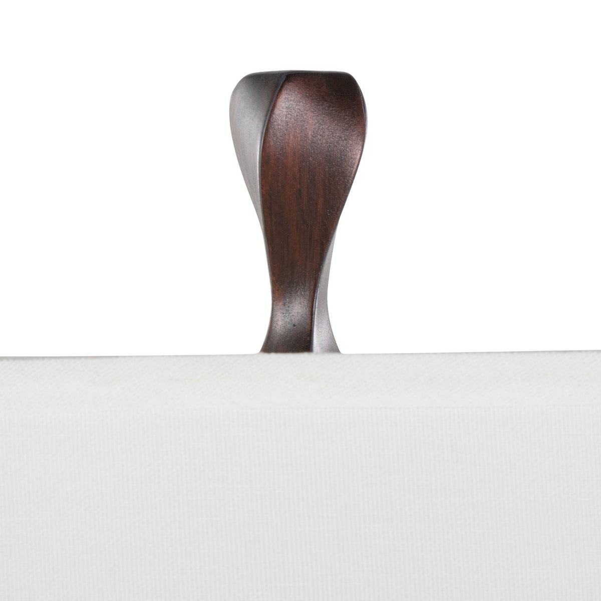Curvo lamp set (2) dark wood-like polyresin base with white fabric shade on Tampa Home & Garden Store