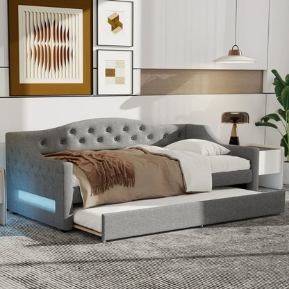 Daybed With LED Lighting and Upholstered Frame