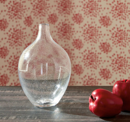 Kurthorne vase by Unique Piece Furniture, clear bubbled glass with water droplets on wood table on Tampa Home & Garden Store