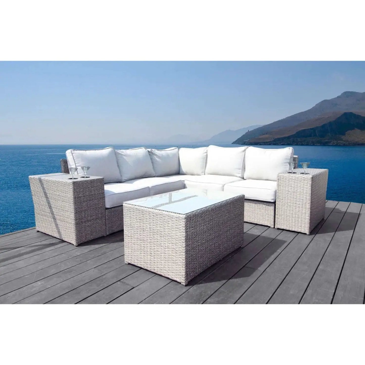 Outdoor Wicker Sectional with Weather Cushions
