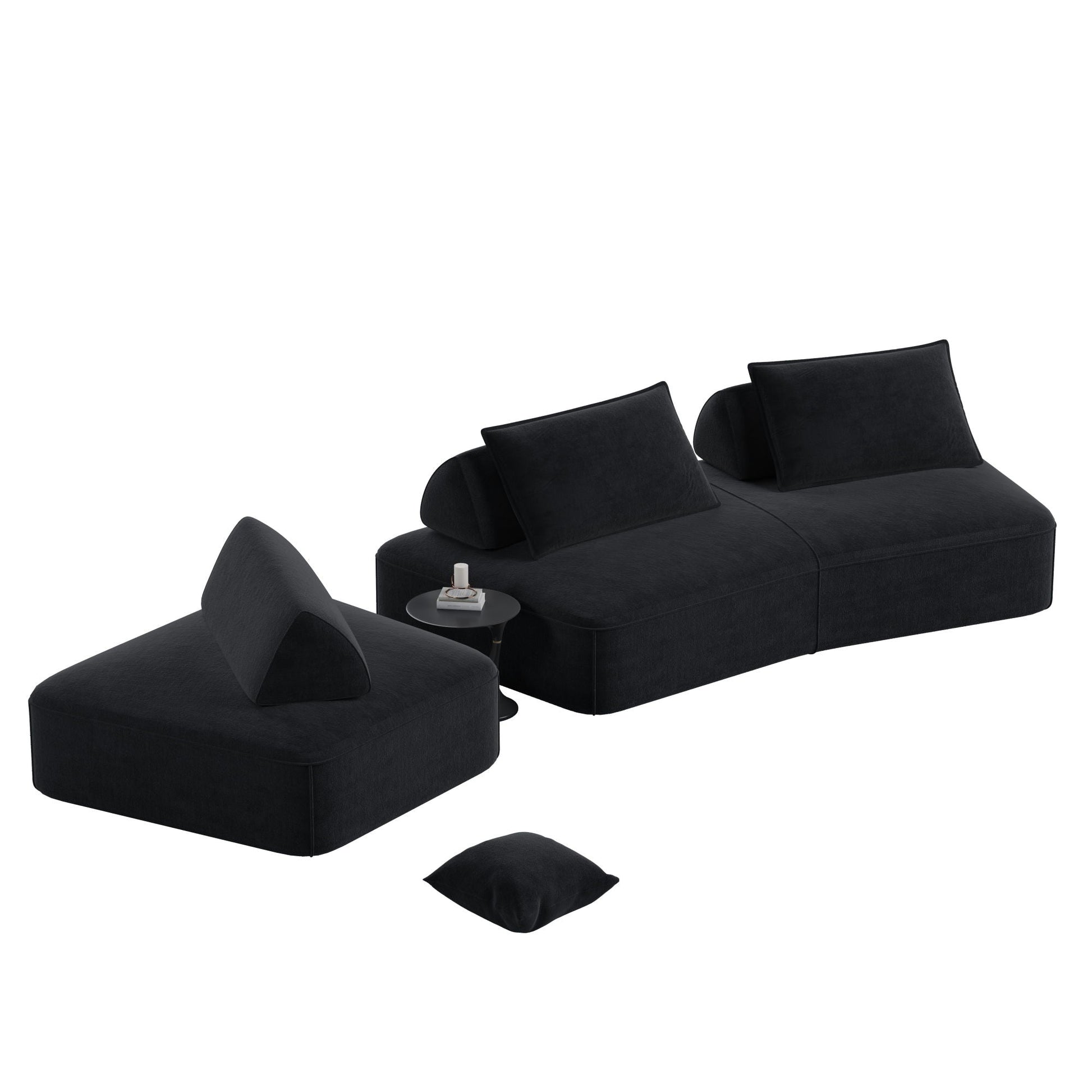 Modern Luxury Oversized Modular Sectional Sofa Set 2-Piece by HouseOfZazla in black fabric on Tampa Home & Garden Store