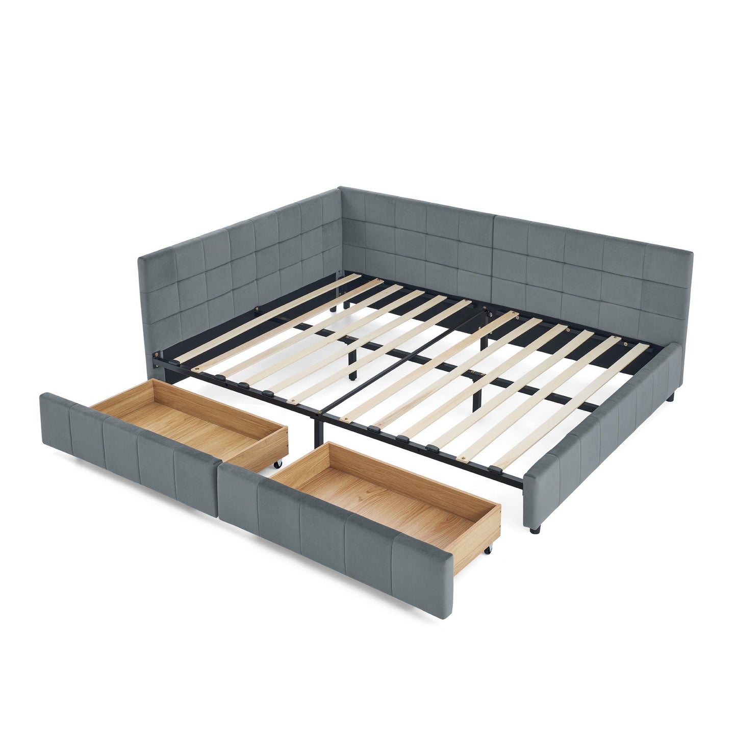 Mid-Century Upholstered Bed Frame and Backrest