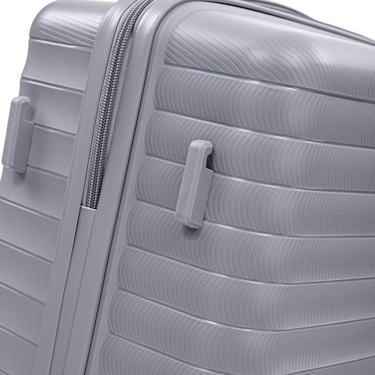 4-Piece PP Spinner Wheel Luggage Set in light gray with textured shell on Tampa Home & Garden Store