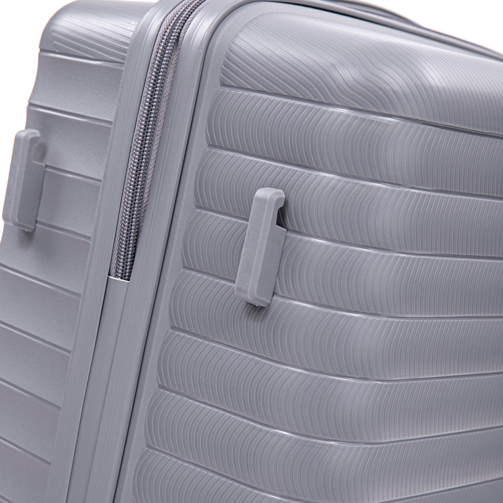 4-Piece PP Spinner Wheel Luggage Set in light gray with textured shell on Tampa Home & Garden Store