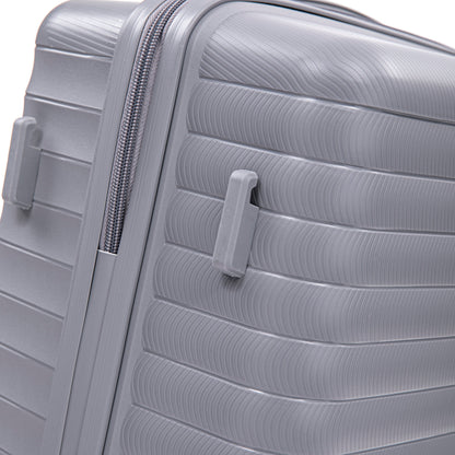 4-Piece PP Spinner Wheel Luggage Set in light gray with textured shell on Tampa Home & Garden Store