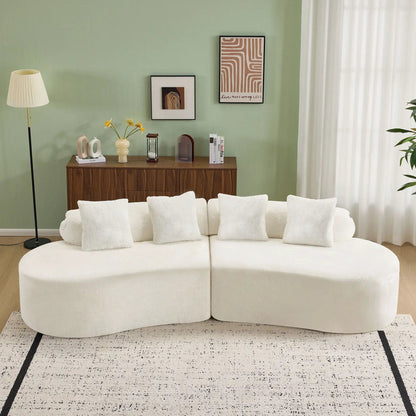 Modern Curved Sofa with Pillows for Living Room