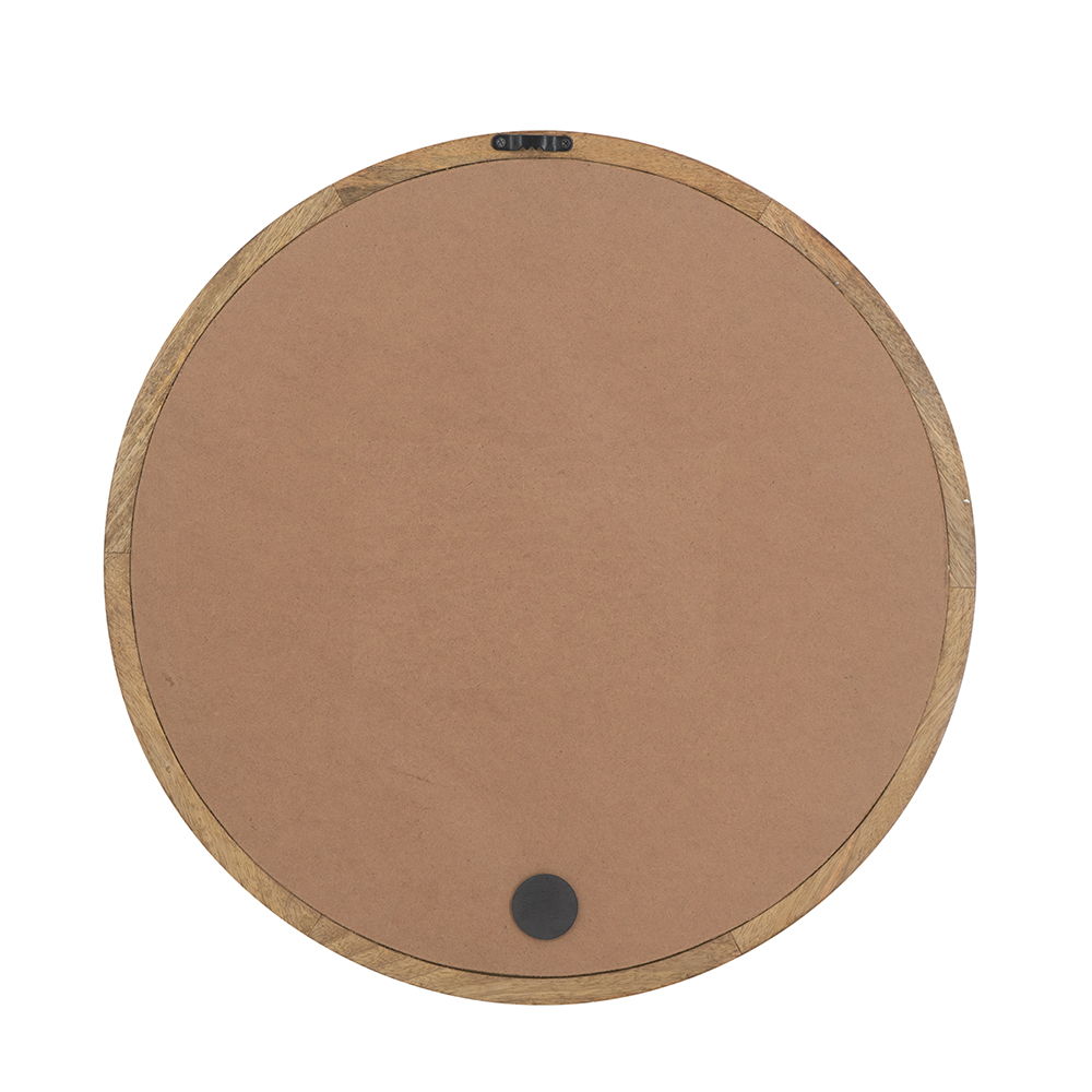 Circle Wall Mirror with Wooden Frame, back view showing mounting hardware by HouseOfZazla on Tampa Home & Garden Store