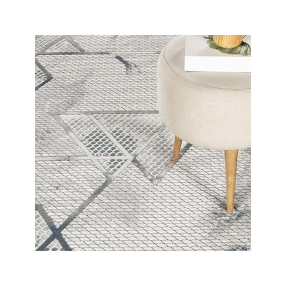 Area rug Modern 3D geometric ivory gray by HouseOfZazla in neutral tones on Tampa Home & Garden Store