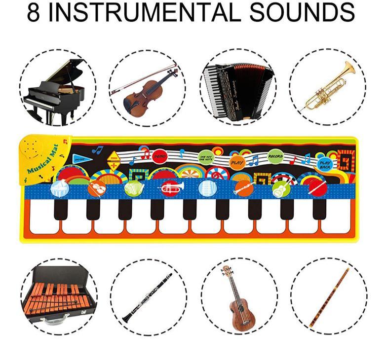 Stevvex Baby Electronic Music Piano Play Mat with 8 instrument sounds and colorful keyboard on Tampa Home & Garden Store