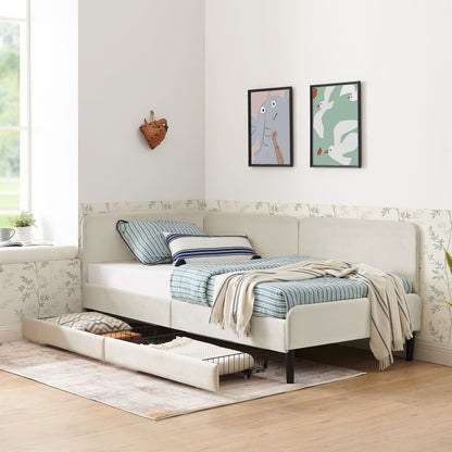 Upholstered Platform Sofa Bed with Drawers