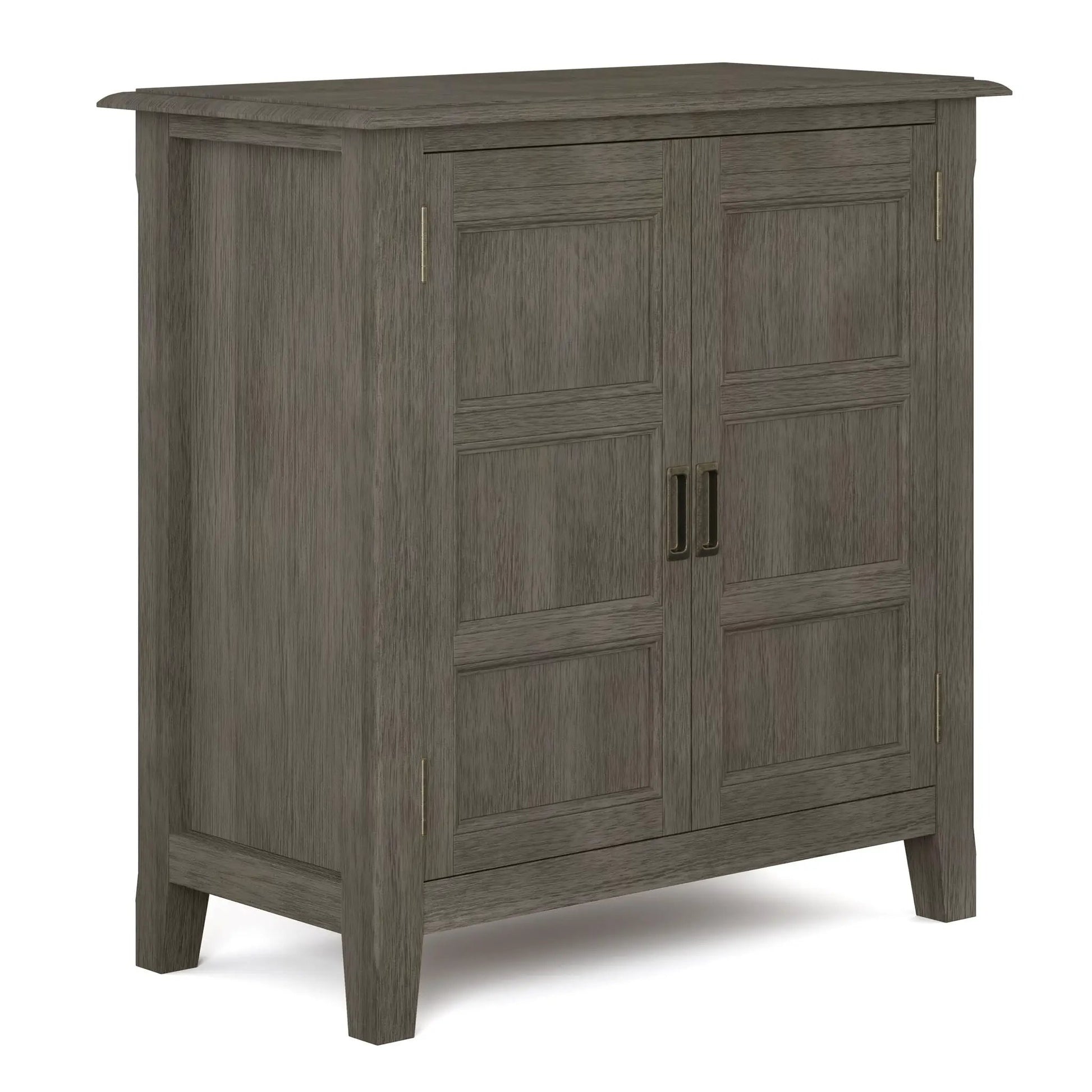 Burlington handcrafted low storage cabinet gray wood finish with paneled doors, Unique Piece on Tampa Home & Garden Store