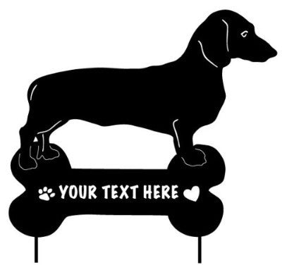 Dachshund ornament silhouette with bone plaque by Rustica Ornamentals lawn ornament on Tampa Home & Garden Store